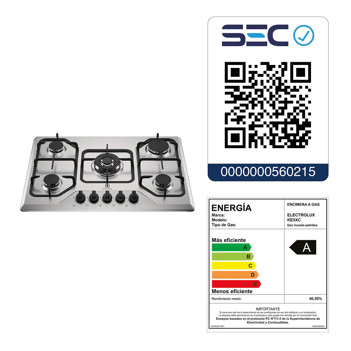 Encimera a Gas 5 Platos Electrolux Experience Tecnología de Cocción Precisa KE5XC Inox 11
