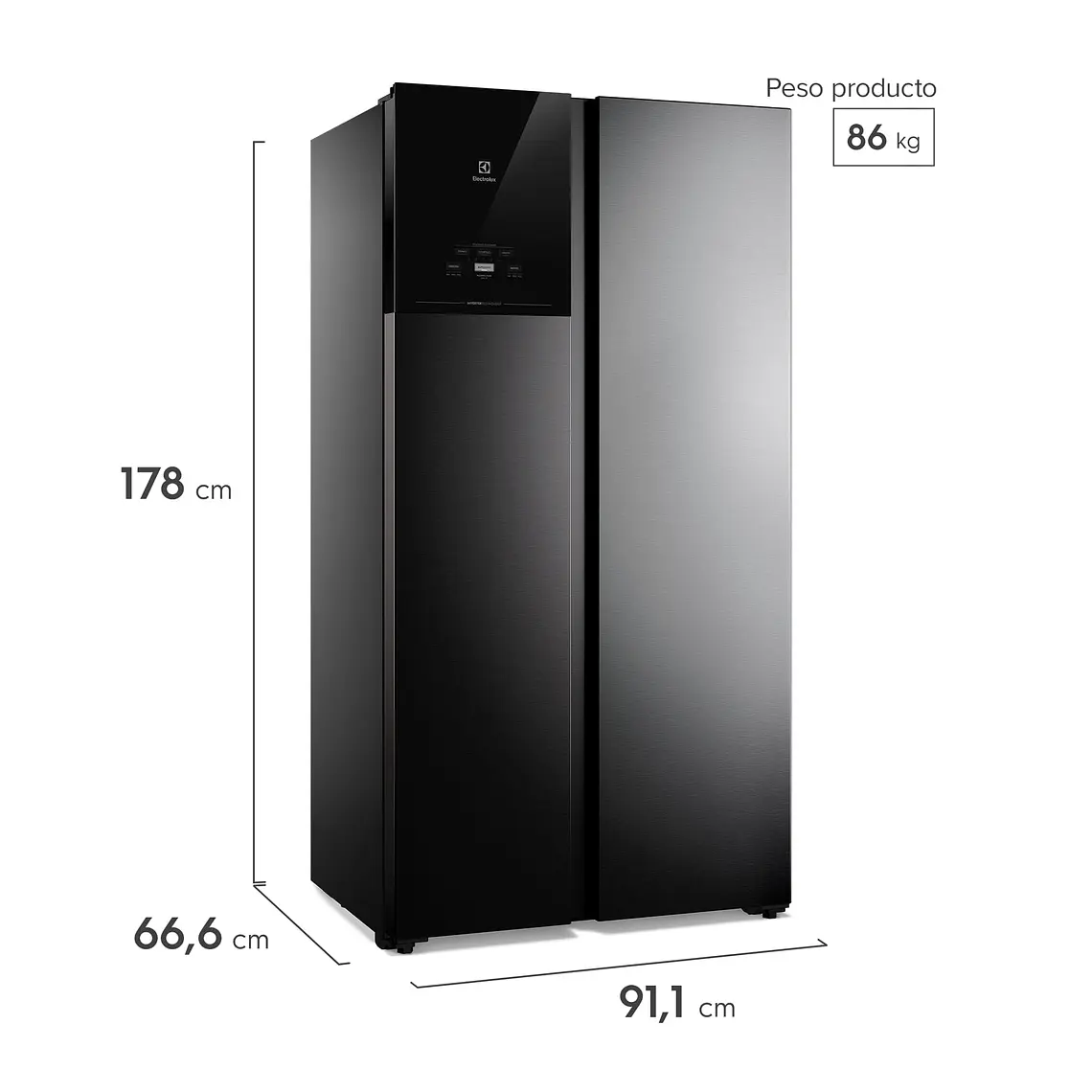 Refrigerador Electrolux 530L No Frost Side by Side Inverter AutoSense ES50B Negro 2