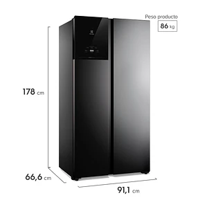 Refrigerador Electrolux 530L No Frost Side by Side Inverter AutoSense ES50B Negro