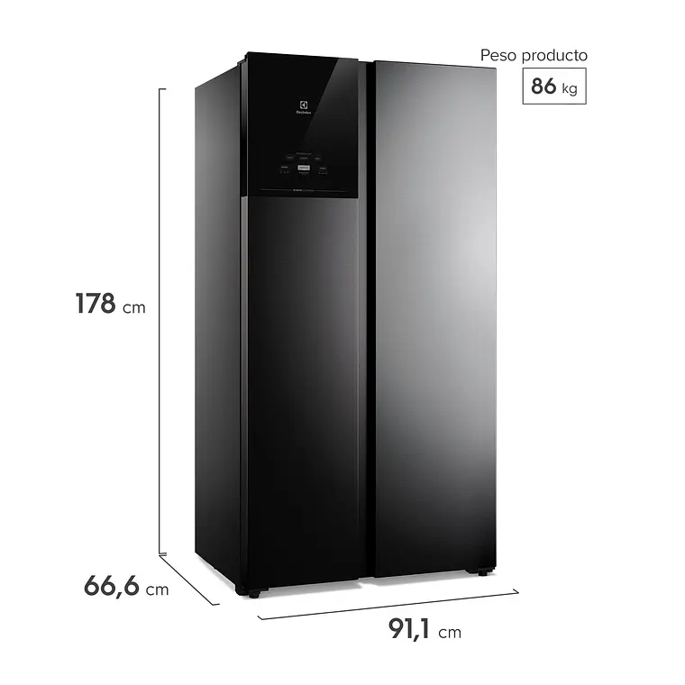 Refrigerador Electrolux 530L No Frost Side by Side Inverter AutoSense ES50B Negro 2