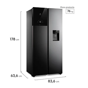Refrigerador Electrolux 436L No Frost Side by Side Inverter AutoSense ES40WB Negro