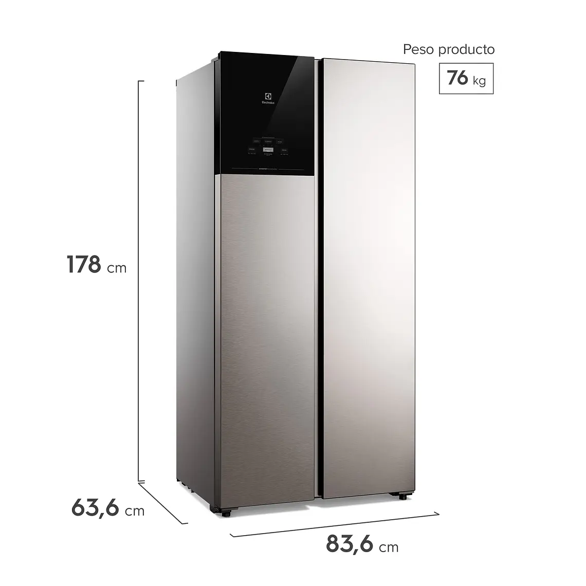 Refrigerador Electrolux 440L No Frost Side by Side Inverter AutoSense ES40S Inox 2
