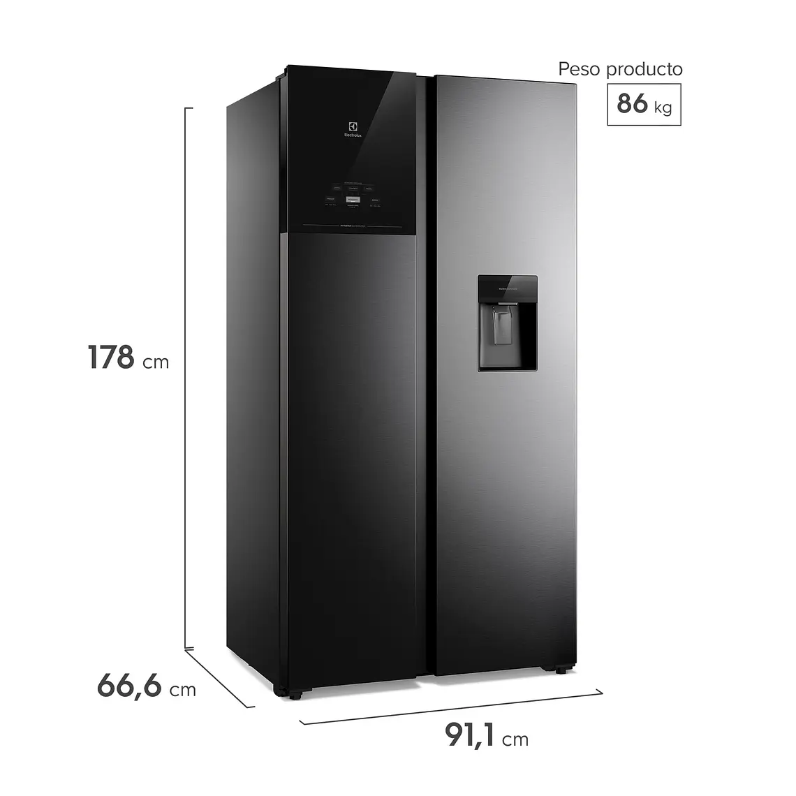 Refrigerador Electrolux 526L No Frost Side by Side Inverter AutoSense ES50WB Negro 2