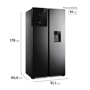 Refrigerador Electrolux 526L No Frost Side by Side Inverter AutoSense ES50WB Negro