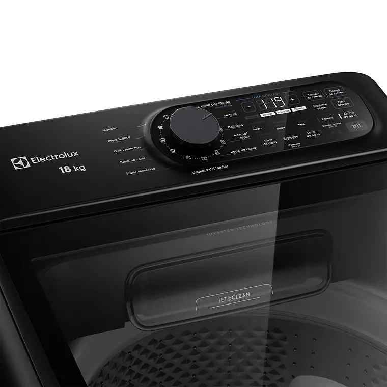 Lavadora Automática Electrolux 18kg Carga Superior Inverter Disolución Máxima Jet&Clean EMTL18IB Negra 6