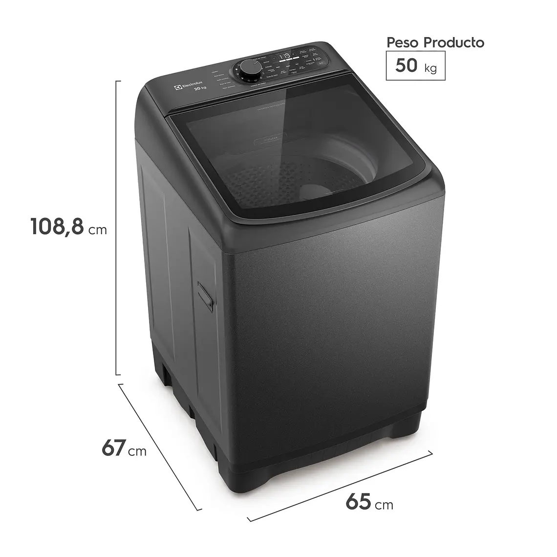 Lavadora Automática Electrolux 20kg Carga Superior Inverter Disolución Máxima Jet&Clean EMTL20IO Ónix 2