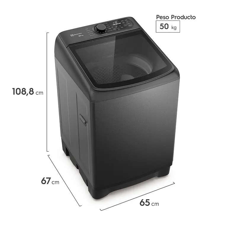 Lavadora Automática Electrolux 20kg Carga Superior Inverter Disolución Máxima Jet&Clean EMTL20IO Ónix 2