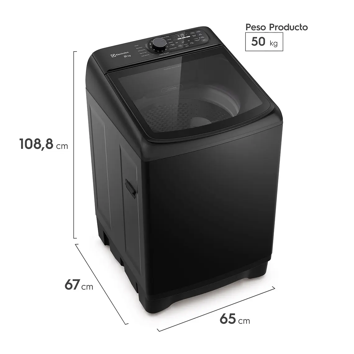 Lavadora Automática Electrolux 21kg Carga Superior Inverter Disolución Máxima Jet&Clean EMTL21IB Negra 2