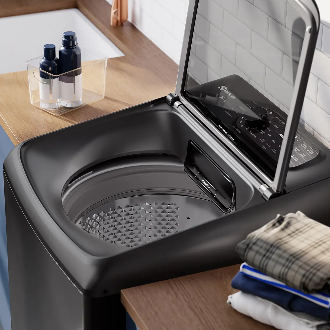 Lavadora Automática Electrolux 21kg Carga Superior Inverter Disolución Máxima Jet&Clean EMTL21IB Negra 12