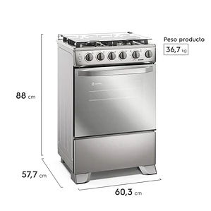 Cocina a Gas 4 Platos Electrolux Efficient VaporBake, Triple Llama y Grill FE4SXC Inox