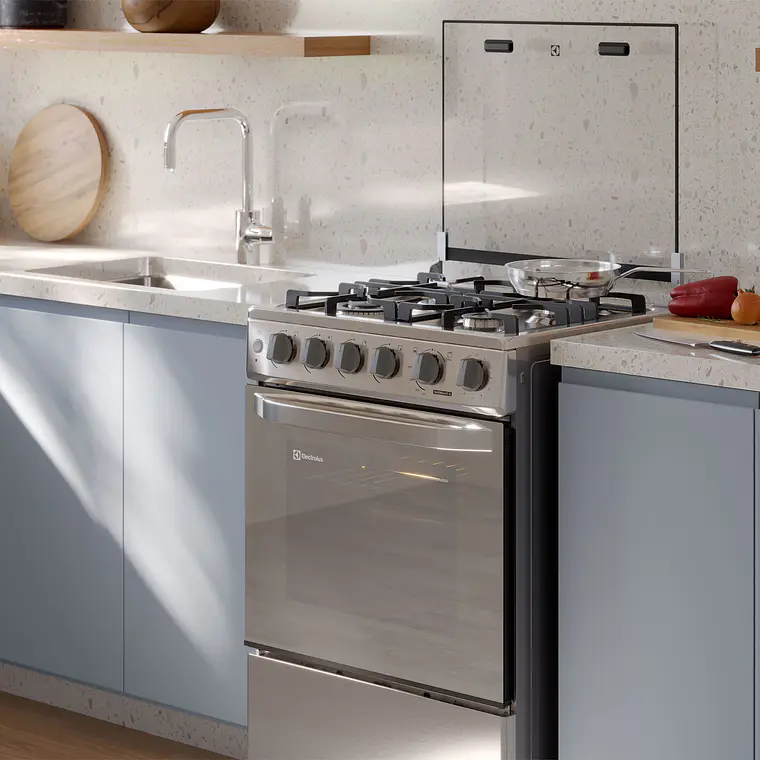 Cocina a Gas 4 Platos Electrolux Efficient VaporBake, Triple Llama y Grill FE4SXC Inox 9