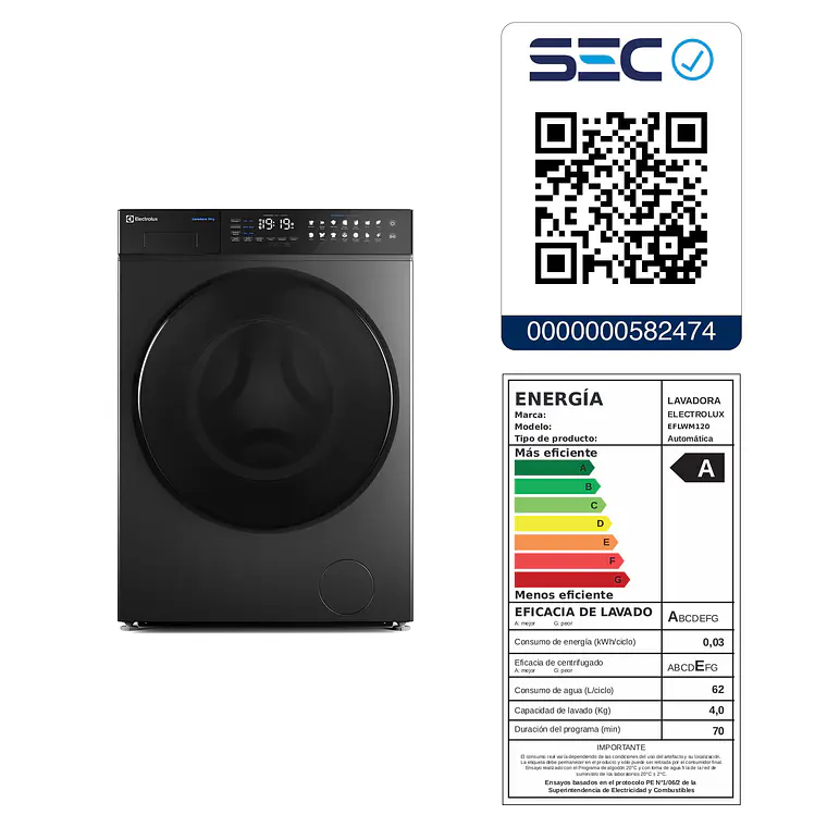 Lavadora Automática Electrolux 14Kg Carga Frontal Inverter EFLWM12O Ónix 14