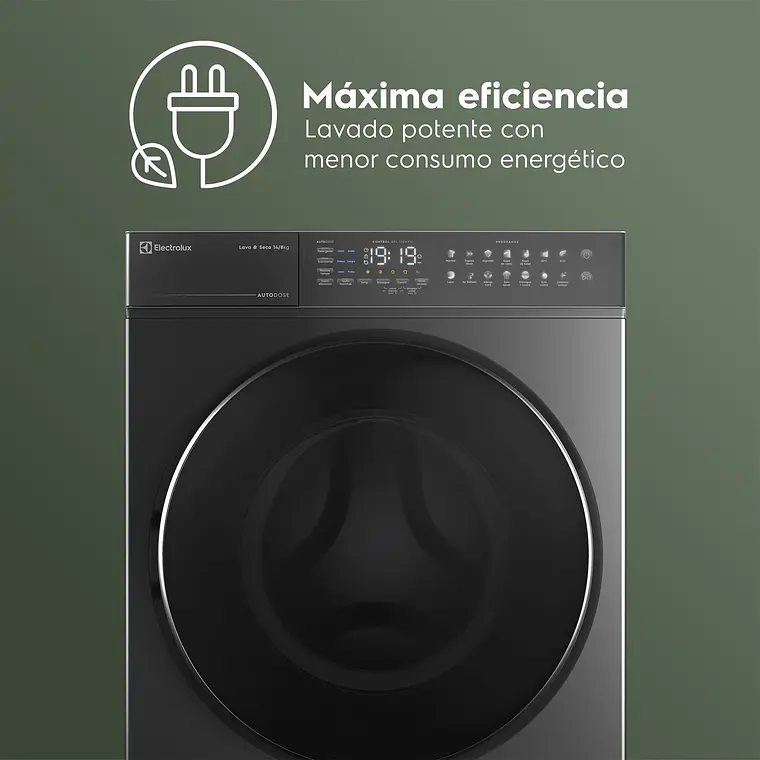 Lavadora Secadora Electrolux 14/8 Kg Carga Frontal Inverter Autodose FLWD12AU Ónix 14