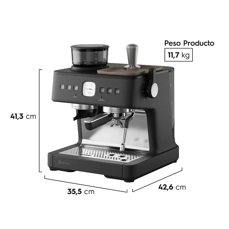 Cafetera Espresso Barista Electrolux 3L Molinillo Vaporizador Leche 2200W ECM90 Gris 2