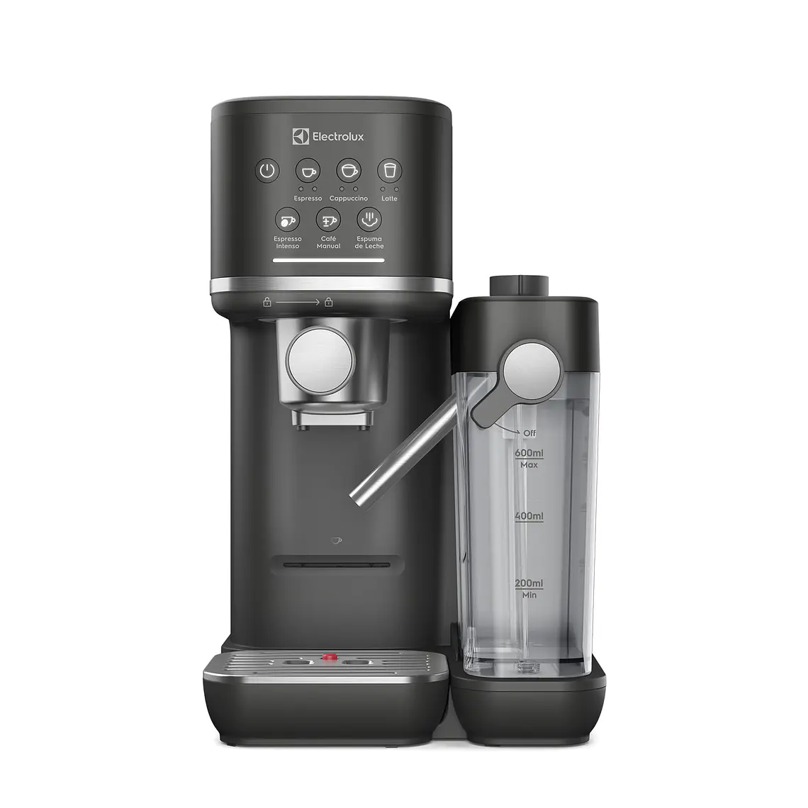 Cafetera Espresso Electrolux 1,25L Digital Cápsula y Molido Vaporizador Leche 1350W ECM70 Gris 1