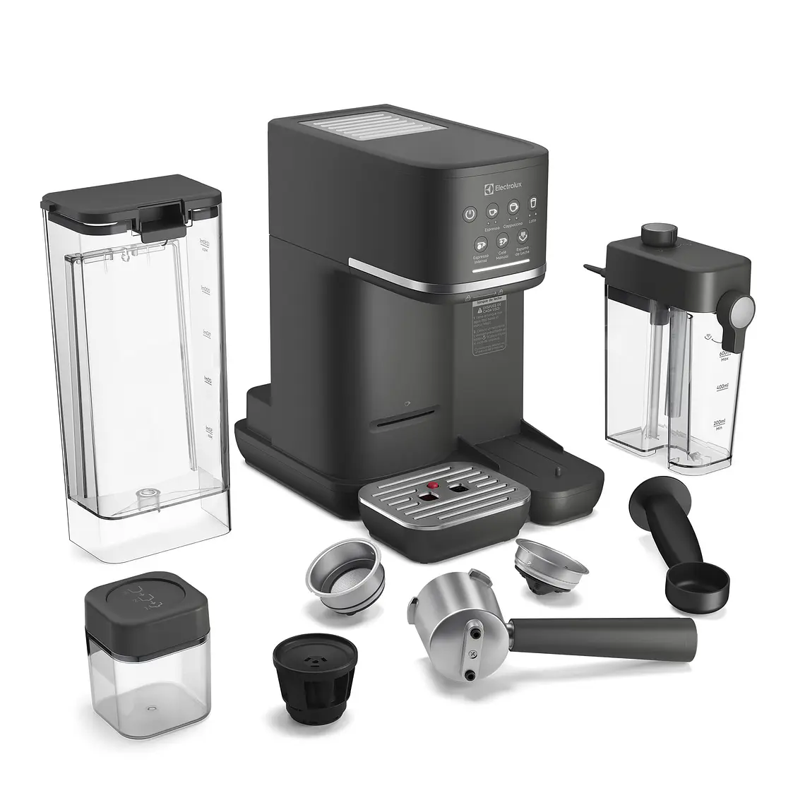 Cafetera Espresso Electrolux 1,25L Digital Cápsula y Molido Vaporizador Leche 1350W ECM70 Gris 4