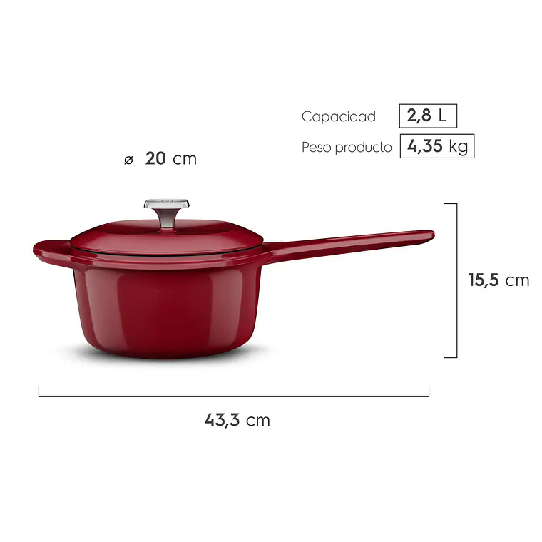 Olla Cacerola de Hierro Fundido Esmaltado Electrolux Expert 20 cm 2