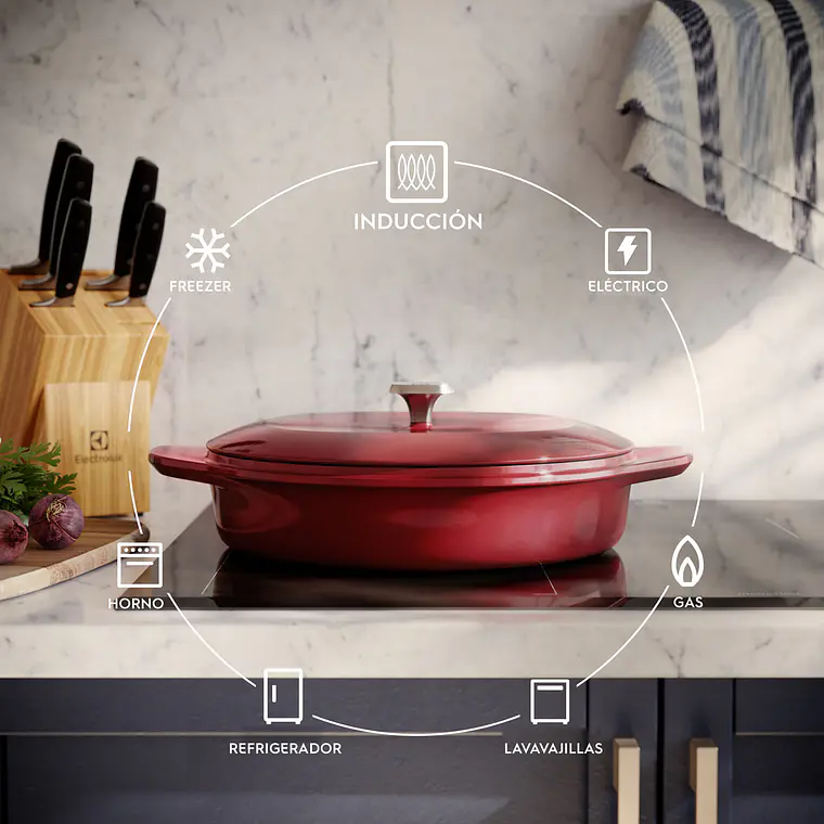 Wok de Hierro Fundido Esmaltado Electrolux Expert 30 cm 3