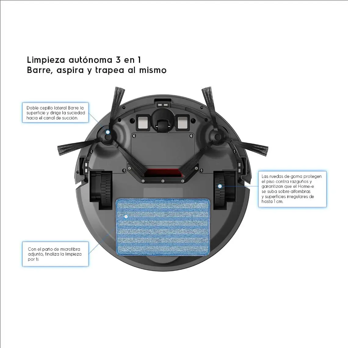 Aspiradora Robot Electrolux Limpieza Autónoma 3 en 1 y Carga Inteligente ERB30 Gris 15