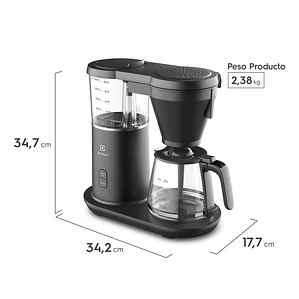 Cafetera Programable Electrolux 1,25L Jarra Vidrio 1600W CMP70 Gris