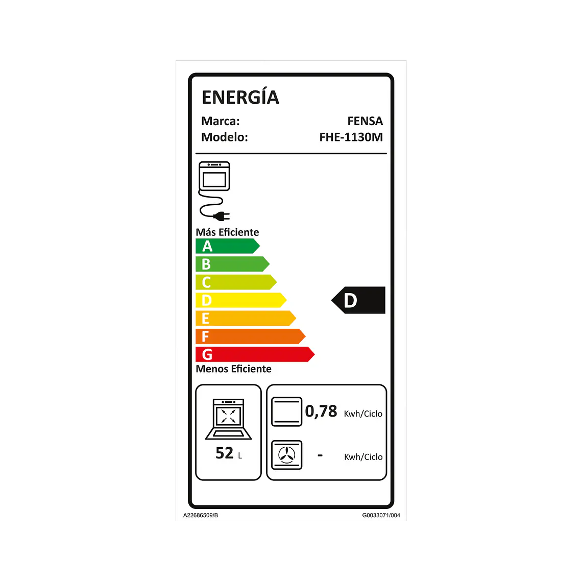 Horno Empotrable Eléctrico Fensa 59L Timer y Función Mantener Caliente FHE 1130M Negro 7