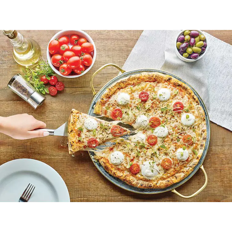 Piedra para Pizza Fensa Piedra con Asas de Cobre 5