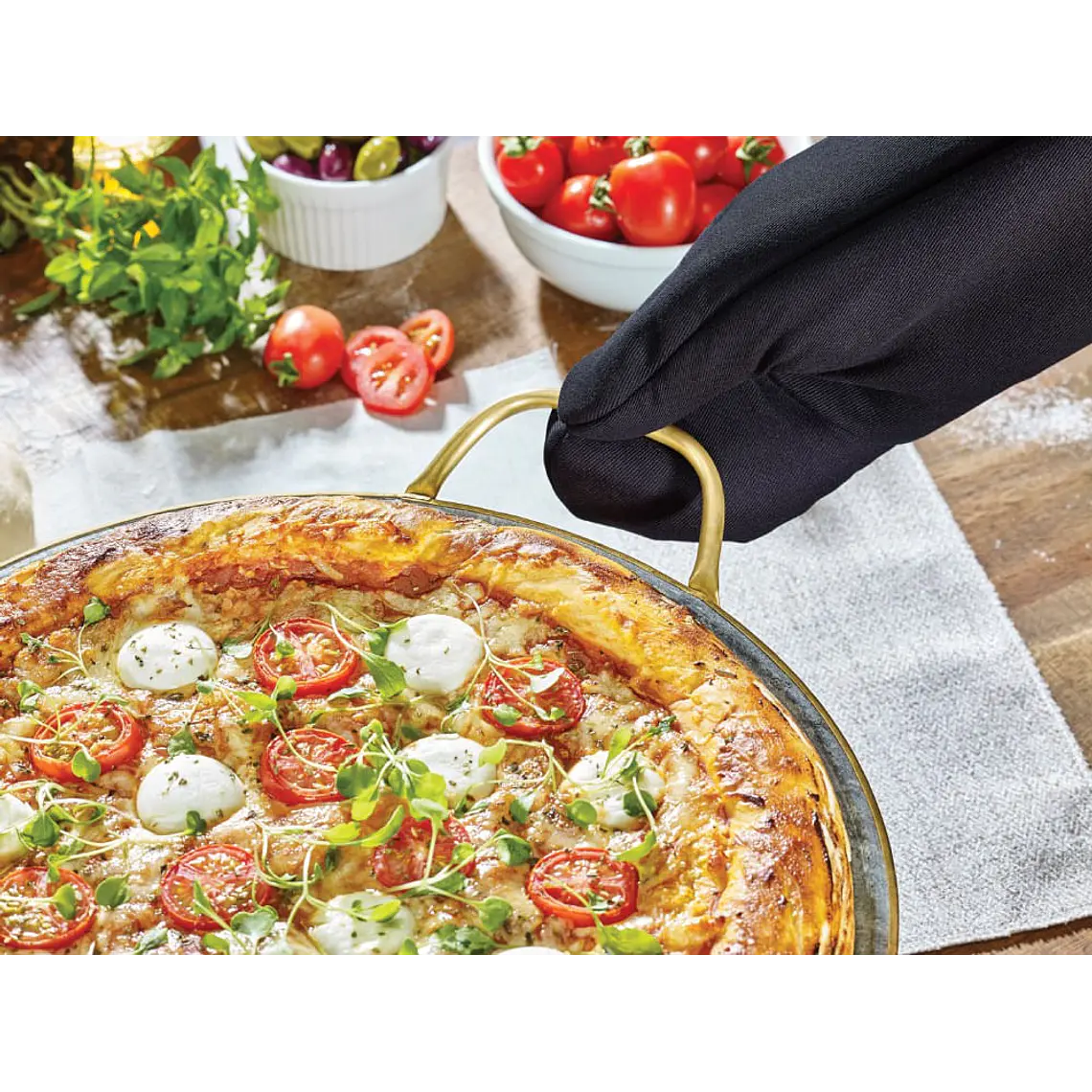 Piedra para Pizza Fensa Piedra con Asas de Cobre 7