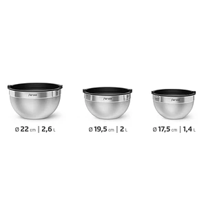 Set Bowls Acero Inoxidable Fensa Multiuso 3 Unidades Tapa de Plástico