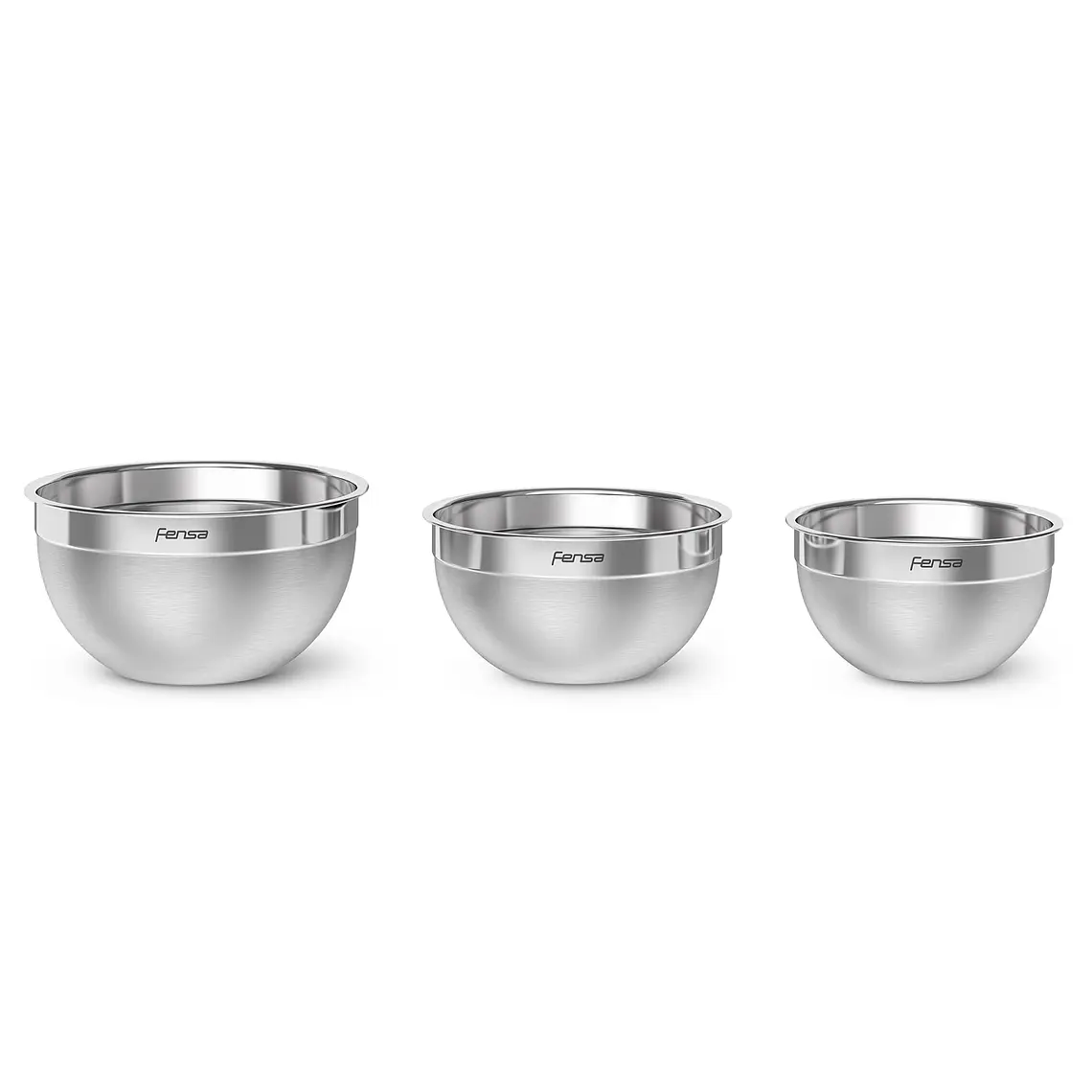 Set Bowls Acero Inoxidable Fensa Multiuso 3 Unidades Tapa de Plástico 3