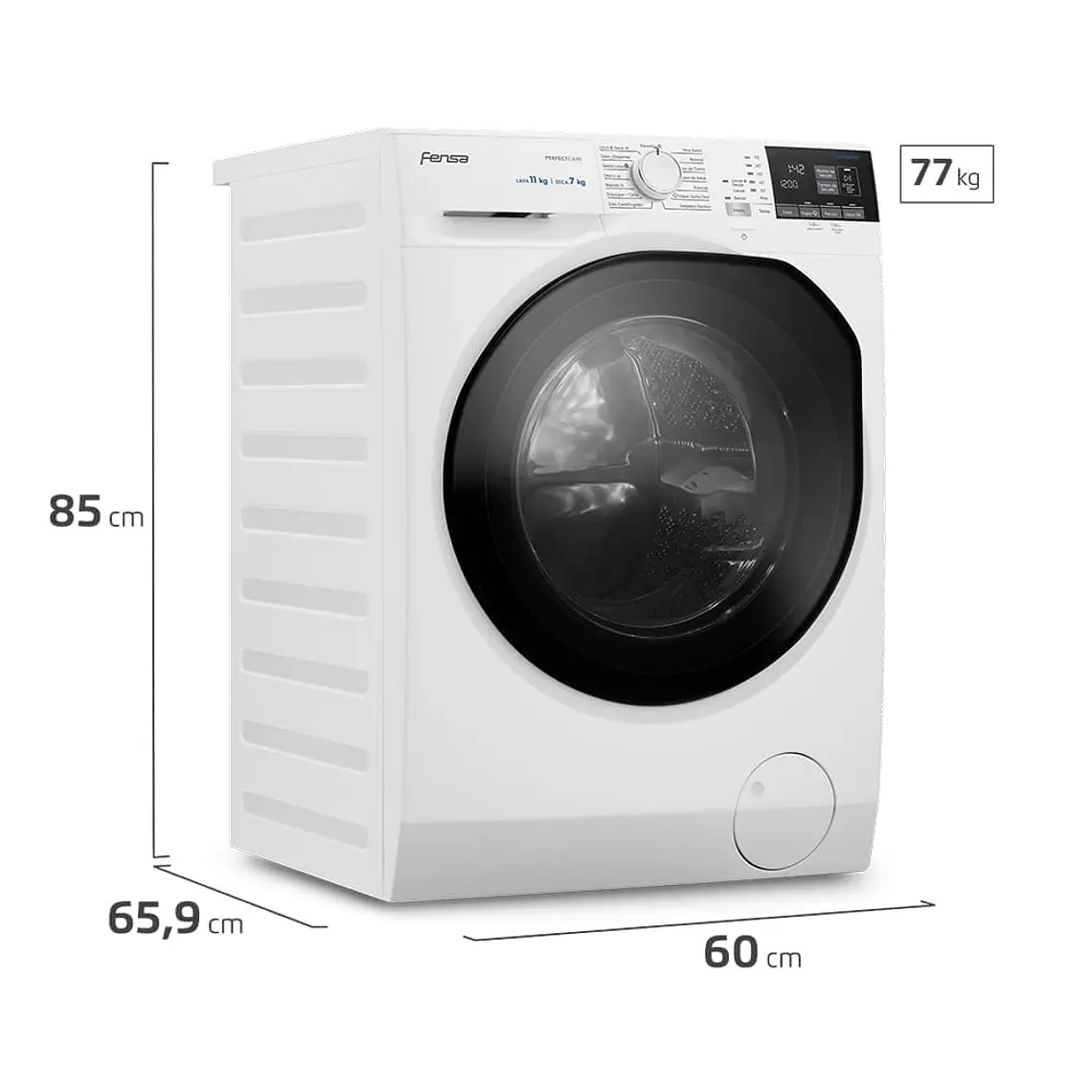 LAVADORA SECADORA FENSA 11KG CARGA FRONTAL LAVADO INTELIGENTE Y ULTRAMIX 11WD BLANCA 2
