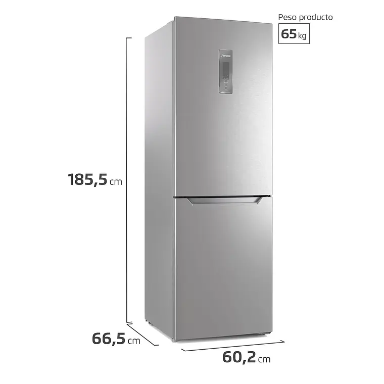 REFRIGERADOR FENSA 322L NO FROST BOTTOM FREEZER CON PUERTA REVERSIBLE DB60S INOX 2