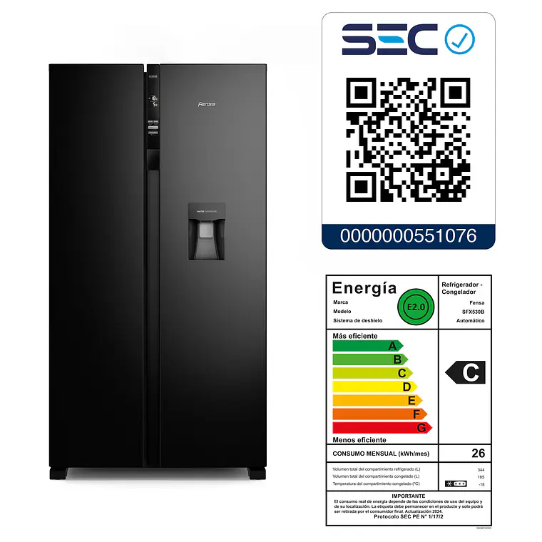 Refrigerador SFX530B 525L No Frost Side by Side Inverter Black AutoSense Multiflow - Fensa 11
