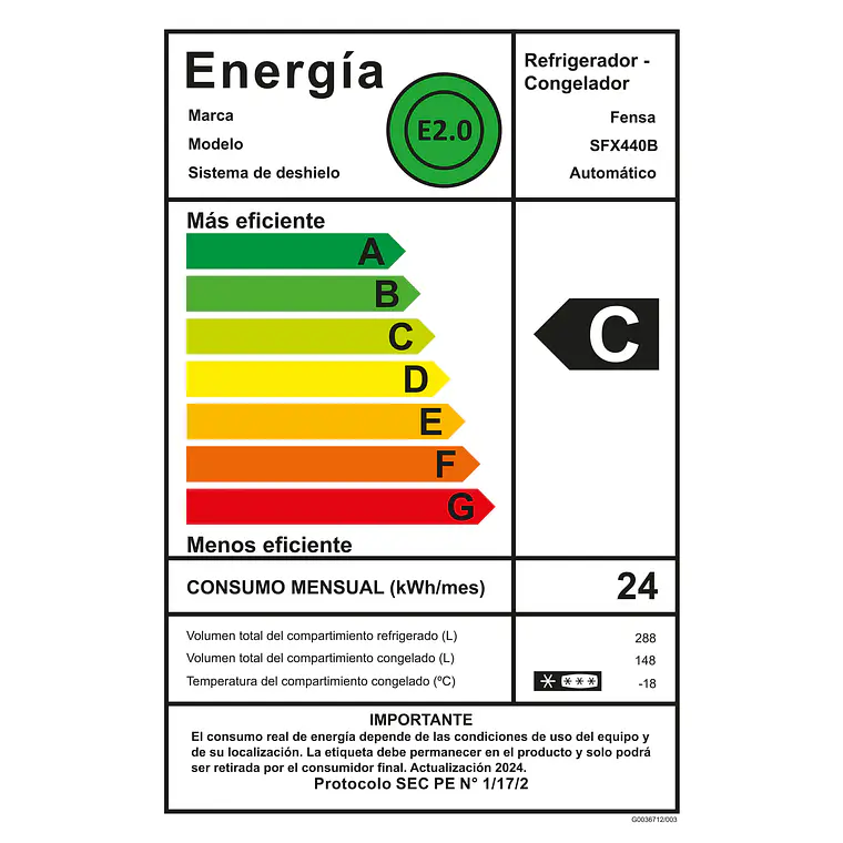 REFRIGERADOR FENSA 436L NO FROST SIDE BY SIDE INVERTER DISPENSADOR DE AGUA SFX440B NEGRO 10