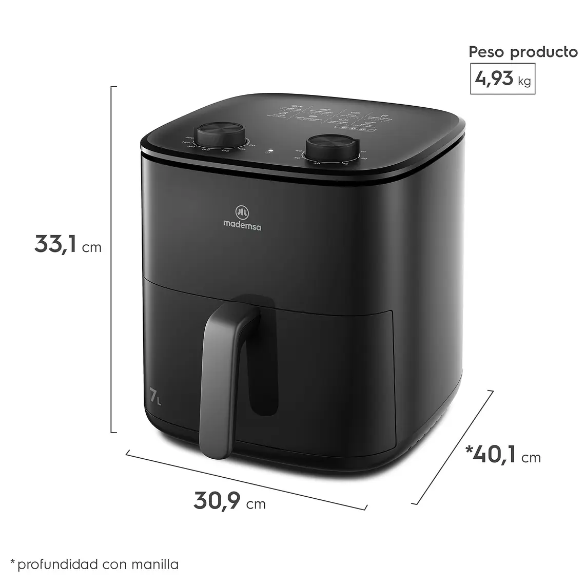 Freidora de Aire Mademsa 7L 1700W Negra (MAF70) 2