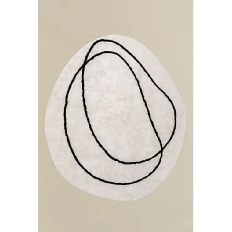 Alfombra irregular 250x290 cm en algodón beige crema Kaia 4