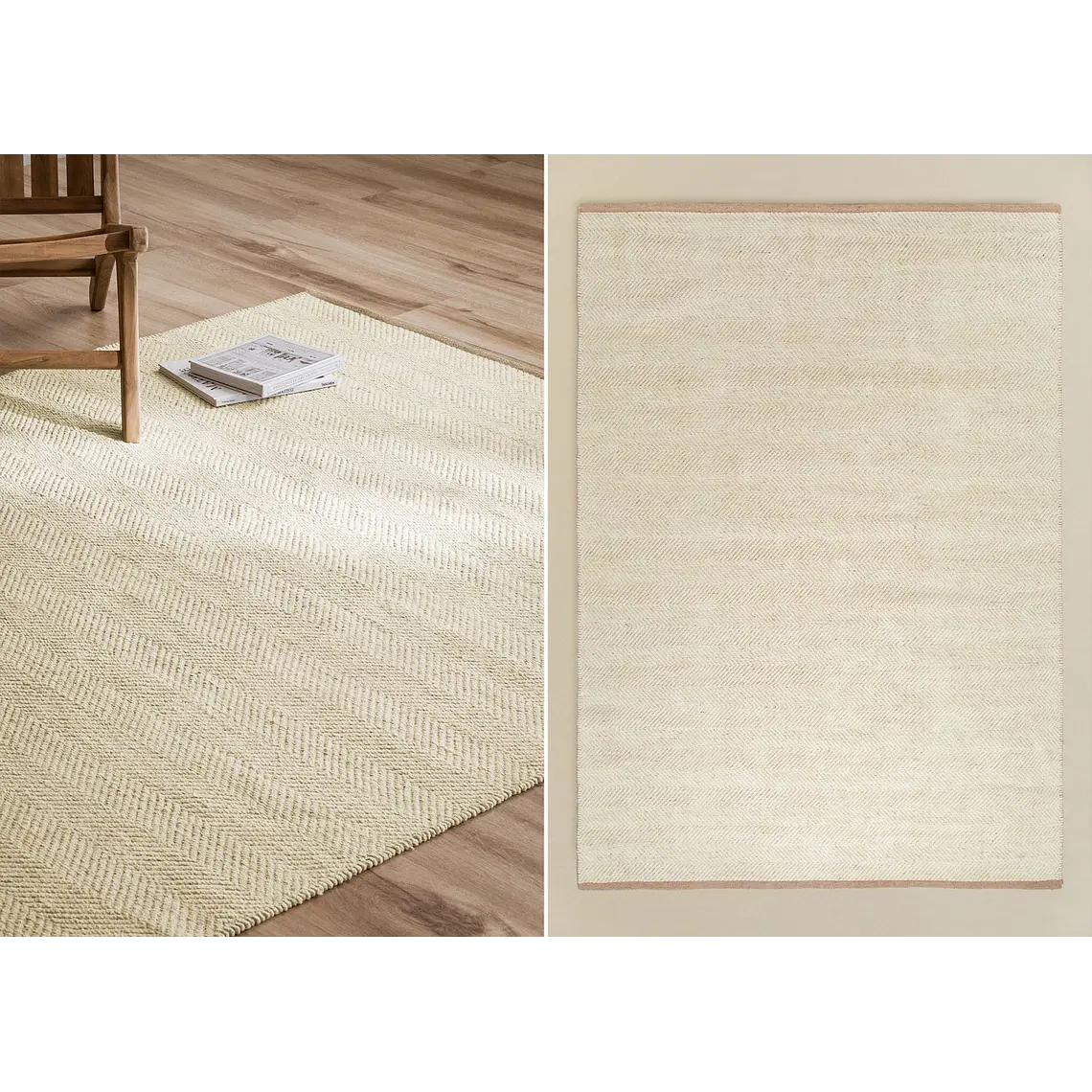 Alfombra rectangular 160x230 cm en poliéster y yute Lumea 1