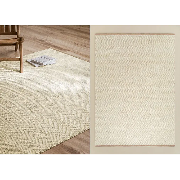 Alfombra rectangular 160x230 cm en poliéster y yute Lumea 1
