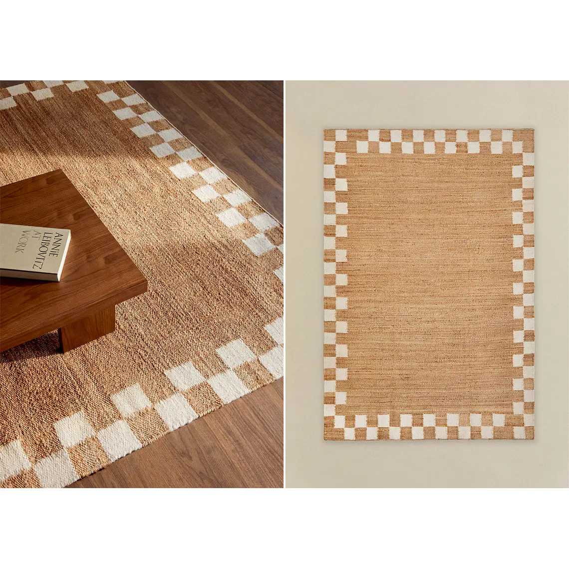 Alfombra rectangular 160x230 cm en yute y algodón Altea 1
