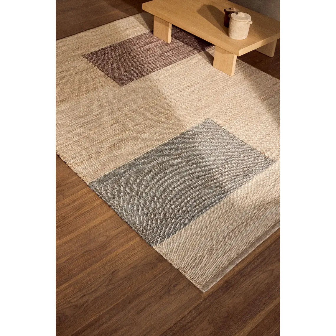 Alfombra rectangular 160x230 cm en yute y algodón colores naturales Xara 2