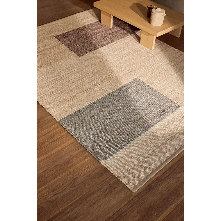 Alfombra rectangular 160x230 cm en yute y algodón colores naturales Xara 2