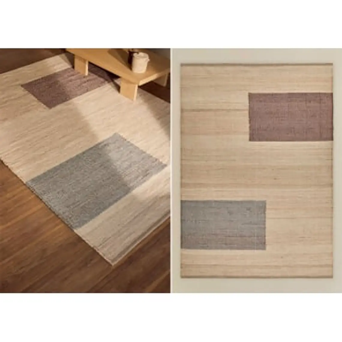 Alfombra rectangular 160x230 cm en yute y algodón colores naturales Xara 8