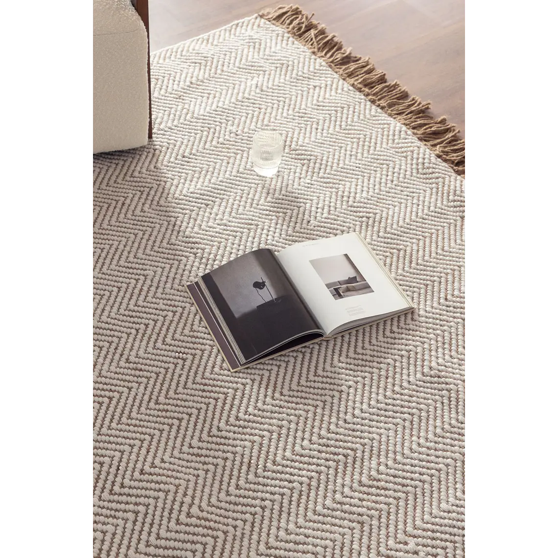 Alfombra rectangular 200x300 cm en polietileno y yute colores naturales Petra 2