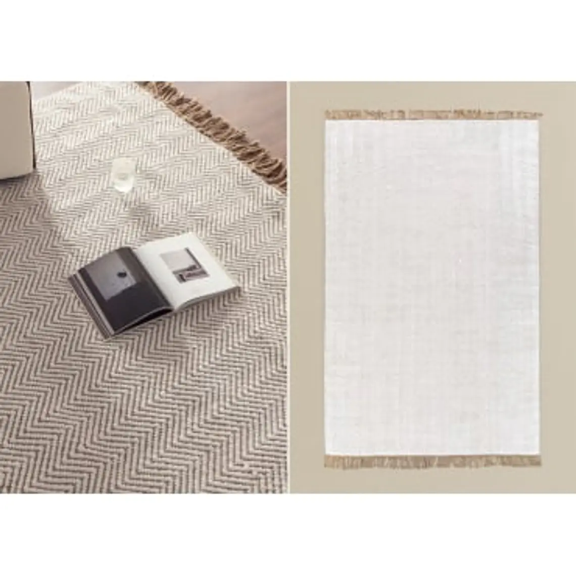 Alfombra rectangular 200x300 cm en polietileno y yute colores naturales Petra 7