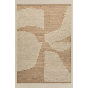 Alfombra rectangular 200x300 cm en yute y algodón colores naturales Yara