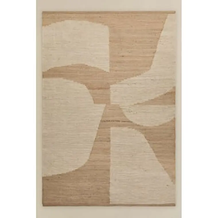 Alfombra rectangular 200x300 cm en yute y algodón colores naturales Yara 5