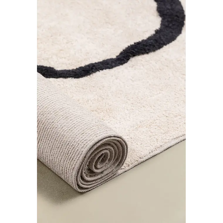 Alfombra rectangular 205x310 cm en algodón beige crema Ilena 3