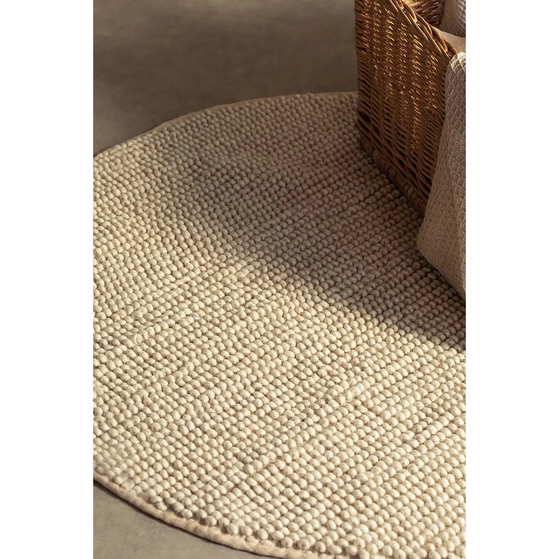 Alfombra redonda Ø200 cm en algodón beige lino Odesa 1