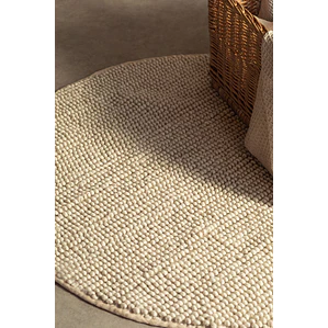Alfombra redonda Ø200 cm en algodón beige lino Odesa