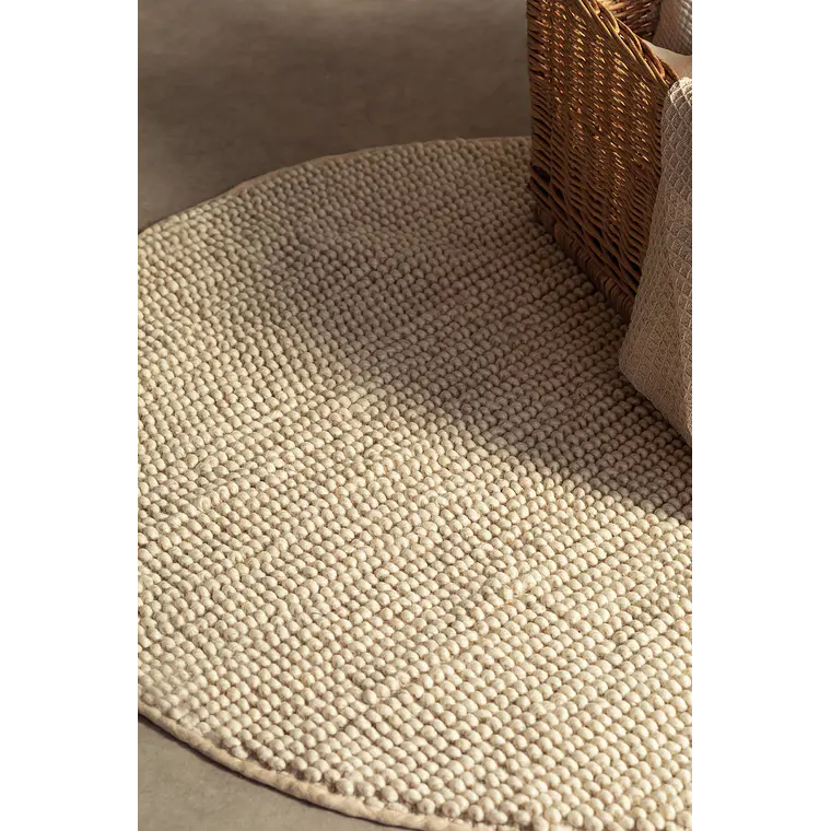 Alfombra redonda Ø200 cm en algodón beige lino Odesa 1