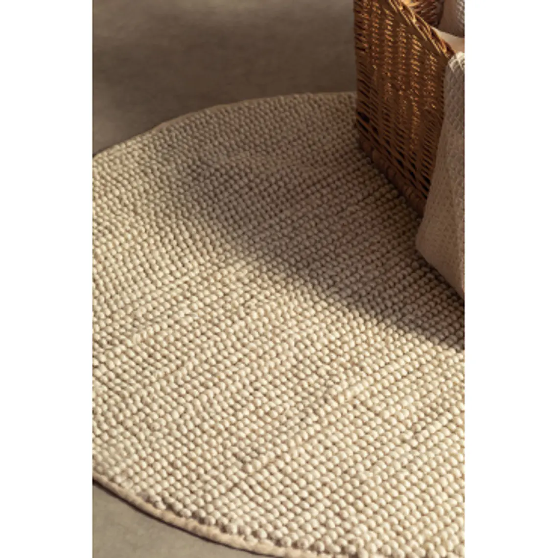 Alfombra redonda Ø200 cm en algodón beige lino Odesa 5